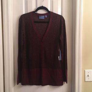 Simply Vera maroon/black cardigan with gold detail